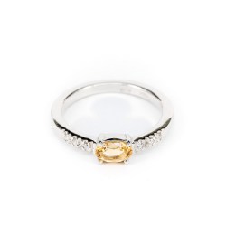 Anello in Oro Bianco Diamanti e Citrin