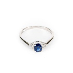 Anello in Oro Bianco Zaffiro e Diamanti Huit Huit